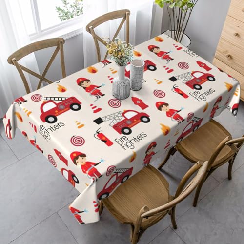 YBGHDAA Rechteckige Tischdecke mit Aufdruck "Kleine Jungen und Mädchen im Feuerwehrmann". Pflegeleichte Stoff-Tischdecke für Frühlingsfeiern YBGHDAA Rechteckige Tischdecke mit Aufdruck "Kleine Jungen und Mädchen im Feuerwehrmann". Pflegeleichte Stoff-Tischdecke für Frühlingsfeiern von YBGHDAA