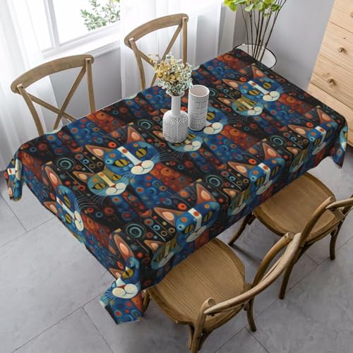 YBGHDAA Rechteckige Tischdecke mit Cartoon-Katzen-Druck, 89 x 140 cm, pflegeleichte Stoff-Tischdecke für Frühlingsfeiern YBGHDAA Rechteckige Tischdecke mit Cartoon-Katzen-Druck, 89 x 140 cm, pflegeleichte Stoff-Tischdecke für Frühlingsfeiern von YBGHDAA