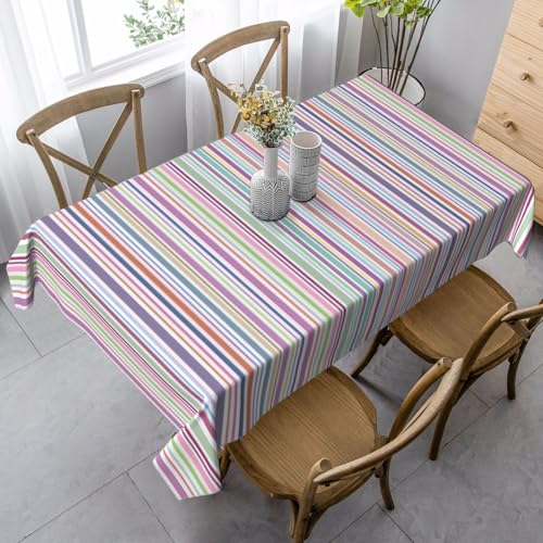 YBGHDAA Rechteckige Tischdecke mit Farbstreifen. Pflegeleichte Stoff-Tischdecke für Frühlingsfeiern YBGHDAA Rechteckige Tischdecke mit Farbstreifen. Pflegeleichte Stoff-Tischdecke für Frühlingsfeiern von YBGHDAA