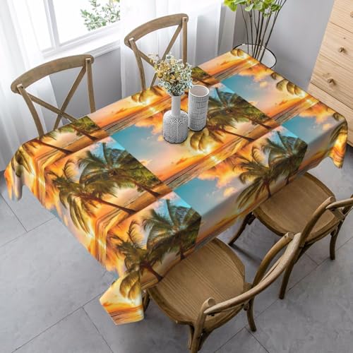 YBGHDAA Rechteckige Tischdecke mit Hawaii-Palmen-Wellen-Druck, 89 x 140 cm, pflegeleichte Stoff-Tischdecke für Frühlingsfeiern YBGHDAA Rechteckige Tischdecke mit Hawaii-Palmen-Wellen-Druck, 89 x 140 cm, pflegeleichte Stoff-Tischdecke für Frühlingsfeiern von YBGHDAA