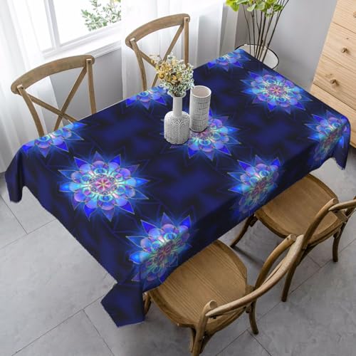 YBGHDAA Rechteckige Tischdecke mit Mandala-Druck, 89 x 140 cm, pflegeleichte Stoff-Tischdecke für Frühlingsfeiern von YBGHDAA