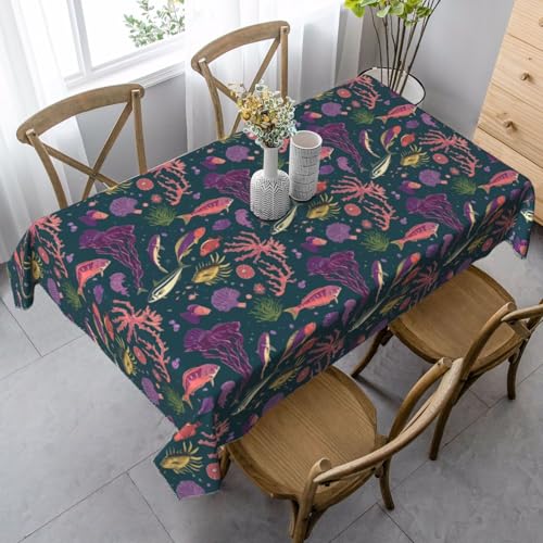 YBGHDAA Rechteckige Tischdecke mit Meeresfisch-Druck, 89 x 140 cm, pflegeleichte Stoff-Tischdecke für Frühlingsfeiern YBGHDAA Rechteckige Tischdecke mit Meeresfisch-Druck, 89 x 140 cm, pflegeleichte Stoff-Tischdecke für Frühlingsfeiern von YBGHDAA