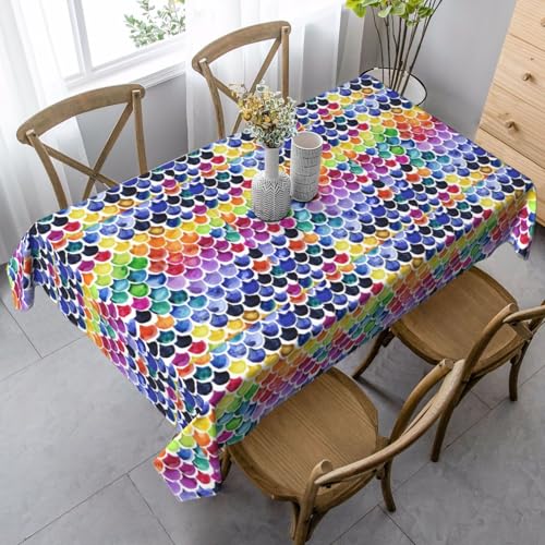 YBGHDAA Rechteckige Tischdecke mit Meerjungfrauen-Motiv, 89 x 140 cm, pflegeleichte Stoff-Tischdecke für Frühlingsfeiern von YBGHDAA