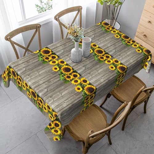 YBGHDAA Rechteckige Tischdecke mit Pflanzenmotiv und Sonnenblumendruck. Pflegeleichte Stoff-Tischdecke für Frühlingsfeiern YBGHDAA Rechteckige Tischdecke mit Pflanzenmotiv und Sonnenblumendruck. Pflegeleichte Stoff-Tischdecke für Frühlingsfeiern von YBGHDAA