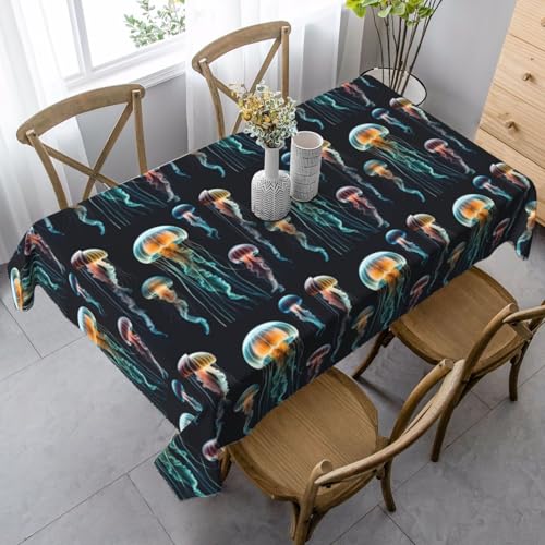 YBGHDAA Rechteckige Tischdecke mit Quallen-Ozean-Druck, 80 x 140 cm, pflegeleichte Stoff-Tischdecke für Frühlingsfeiern YBGHDAA Rechteckige Tischdecke mit Quallen-Ozean-Druck, 80 x 140 cm, pflegeleichte Stoff-Tischdecke für Frühlingsfeiern von YBGHDAA