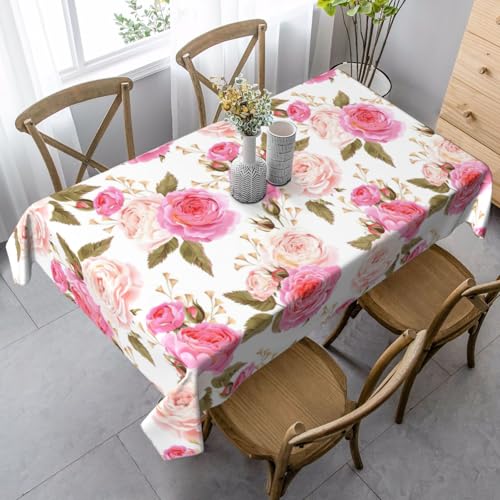 YBGHDAA Rechteckige Tischdecke mit Rosenblüten-Druck, 89 x 140 cm, pflegeleichte Stoff-Tischdecke für Frühlingsfeiern YBGHDAA Rechteckige Tischdecke mit Rosenblüten-Druck, 89 x 140 cm, pflegeleichte Stoff-Tischdecke für Frühlingsfeiern von YBGHDAA