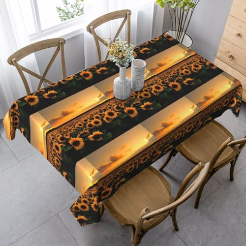 YBGHDAA Rechteckige Tischdecke mit Sonnenblumen- und Sonnenuntergangs-Druck, 89 x 140 cm, pflegeleichte Stoff-Tischdecke für Frühlingsfeiern YBGHDAA Rechteckige Tischdecke mit Sonnenblumen- und Sonnenuntergangs-Druck, 89 x 140 cm, pflegeleichte Stoff-Tischdecke für Frühlingsfeiern von YBGHDAA