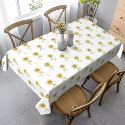 YBGHDAA Rechteckige Tischdecke mit Sonnenblumendruck, handbemalt, 89 x 140 cm, pflegeleichte Stoff-Tischdecke für Frühlingsfeiern YBGHDAA Rechteckige Tischdecke mit Sonnenblumendruck, handbemalt, 89 x 140 cm, pflegeleichte Stoff-Tischdecke für Frühlingsfeiern von YBGHDAA
