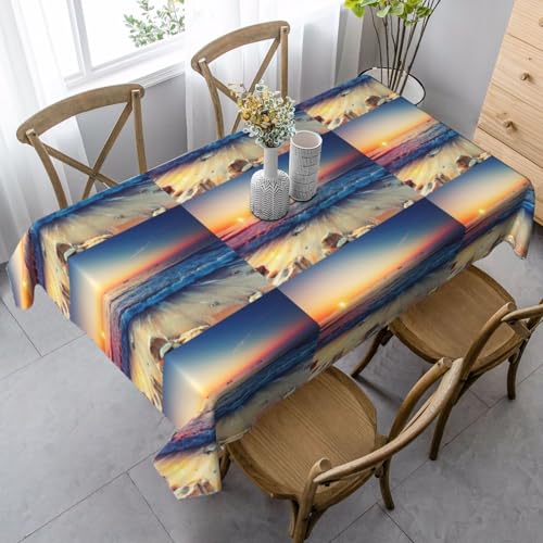 YBGHDAA Rechteckige Tischdecke mit Sonnenuntergang am Strand, 80 x 140 cm, pflegeleichte Stoff-Tischdecke für Frühlingsfeiern YBGHDAA Rechteckige Tischdecke mit Sonnenuntergang am Strand, 80 x 140 cm, pflegeleichte Stoff-Tischdecke für Frühlingsfeiern von YBGHDAA
