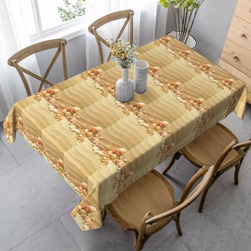 YBGHDAA Rechteckige Tischdecke mit Strandmuschel, Sanddruck, 89 x 140 cm, pflegeleichte Stoff-Tischdecke für Frühlingsfeiern YBGHDAA Rechteckige Tischdecke mit Strandmuschel, Sanddruck, 89 x 140 cm, pflegeleichte Stoff-Tischdecke für Frühlingsfeiern von YBGHDAA
