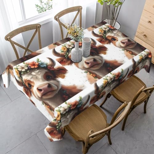 YBGHDAA Rechteckige Tischdecke mit Tierkuh-Aufdruck, 89 x 140 cm, pflegeleichte Stoff-Tischdecke für Frühlingsfeiern YBGHDAA Rechteckige Tischdecke mit Tierkuh-Aufdruck, 89 x 140 cm, pflegeleichte Stoff-Tischdecke für Frühlingsfeiern von YBGHDAA