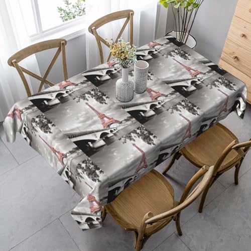 YBGHDAA Rechteckige Tischdecke mit Turm-Paris-Druck, 89 x 140 cm, pflegeleichte Stoff-Tischdecke für Frühlingsfeiern von YBGHDAA