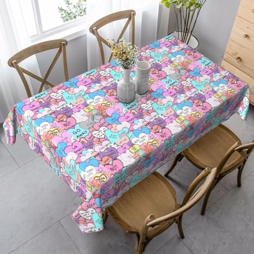 YBGHDAA Rechteckige Tischdecke mit buntem Herzaufdruck. Pflegeleichte Stoff-Tischdecke für Frühlingsfeiern YBGHDAA Rechteckige Tischdecke mit buntem Herzaufdruck. Pflegeleichte Stoff-Tischdecke für Frühlingsfeiern von YBGHDAA