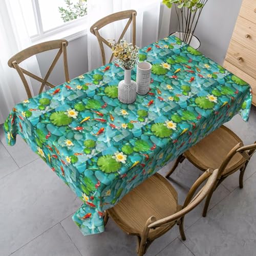 YBGHDAA Rechteckige Tischdecke mit japanischem Koi-Fisch-Druck, 80 x 140 cm, pflegeleichte Stoff-Tischdecke für Frühlingsfeiern YBGHDAA Rechteckige Tischdecke mit japanischem Koi-Fisch-Druck, 80 x 140 cm, pflegeleichte Stoff-Tischdecke für Frühlingsfeiern von YBGHDAA
