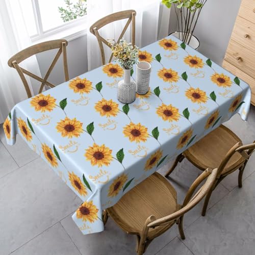YBGHDAA Rechteckige Tischdecke mit lächelndem Gesicht, Sonnenblumen-Druck, 89 x 140 cm, pflegeleichte Stoff-Tischdecke für Frühlingsfeiern YBGHDAA Rechteckige Tischdecke mit lächelndem Gesicht, Sonnenblumen-Druck, 89 x 140 cm, pflegeleichte Stoff-Tischdecke für Frühlingsfeiern von YBGHDAA