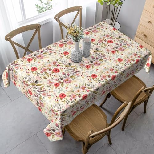 YBGHDAA Rechteckige Tischdecke mit modernem Blumendruck. Pflegeleichte Stoff-Tischdecke für Frühlingsfeiern YBGHDAA Rechteckige Tischdecke mit modernem Blumendruck. Pflegeleichte Stoff-Tischdecke für Frühlingsfeiern von YBGHDAA