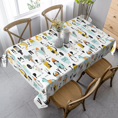 YBGHDAA Rechteckige Tischdecke mit niedlichem Cartoon-Tier-Alphabetdruck. Pflegeleichte Stoff-Tischdecke für Frühlingsfeiern YBGHDAA Rechteckige Tischdecke mit niedlichem Cartoon-Tier-Alphabetdruck. Pflegeleichte Stoff-Tischdecke für Frühlingsfeiern von YBGHDAA