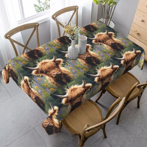 YBGHDAA Rechteckige Tischdecke mit niedlichem Kuh-Aufdruck. Pflegeleichte Stoff-Tischdecke für Frühlingsfeiern YBGHDAA Rechteckige Tischdecke mit niedlichem Kuh-Aufdruck. Pflegeleichte Stoff-Tischdecke für Frühlingsfeiern von YBGHDAA