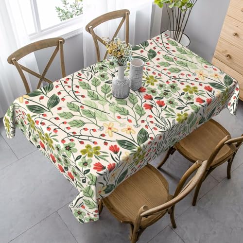 YBGHDAA Rechteckige Tischdecke mit schönem Blumendruck. Pflegeleichte Stoff-Tischdecke für Frühlingsfeiern YBGHDAA Rechteckige Tischdecke mit schönem Blumendruck. Pflegeleichte Stoff-Tischdecke für Frühlingsfeiern von YBGHDAA