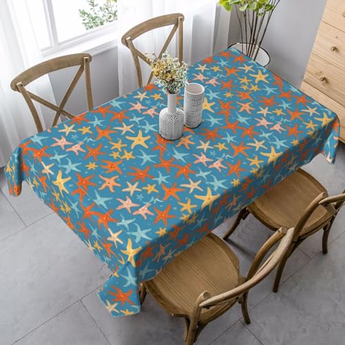 YBGHDAA Rechteckige Tischdecke mit schönem Seestern-Aufdruck. Pflegeleichte Stoff-Tischdecke für Frühlingsfeiern YBGHDAA Rechteckige Tischdecke mit schönem Seestern-Aufdruck. Pflegeleichte Stoff-Tischdecke für Frühlingsfeiern von YBGHDAA