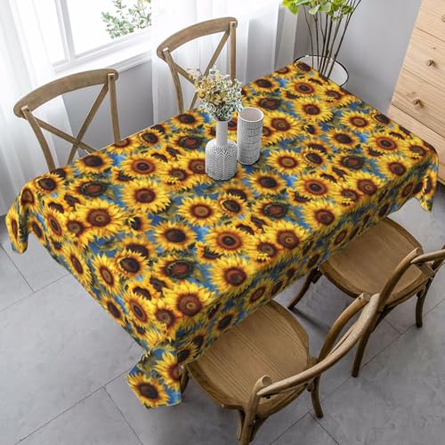 YBGHDAA Rechteckige Tischdecke mit schönem Sonnenblumen-Aufdruck. Pflegeleichte Stoff-Tischdecke für Frühlingsfeiern YBGHDAA Rechteckige Tischdecke mit schönem Sonnenblumen-Aufdruck. Pflegeleichte Stoff-Tischdecke für Frühlingsfeiern von YBGHDAA
