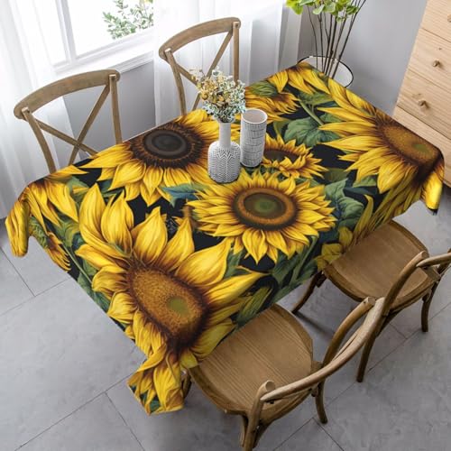 YBGHDAA Rechteckige Tischdecke mit schönem Sonnenblumendruck. Pflegeleichte Stoff-Tischdecke für Frühlingsfeiern YBGHDAA Rechteckige Tischdecke mit schönem Sonnenblumendruck. Pflegeleichte Stoff-Tischdecke für Frühlingsfeiern von YBGHDAA