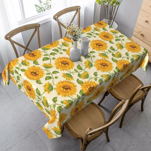 YBGHDAA Rechteckige Tischdecke mit schönem gelben Sonnenblumendruck. Pflegeleichte Stoff-Tischdecke für Frühlingsfeiern YBGHDAA Rechteckige Tischdecke mit schönem gelben Sonnenblumendruck. Pflegeleichte Stoff-Tischdecke für Frühlingsfeiern von YBGHDAA