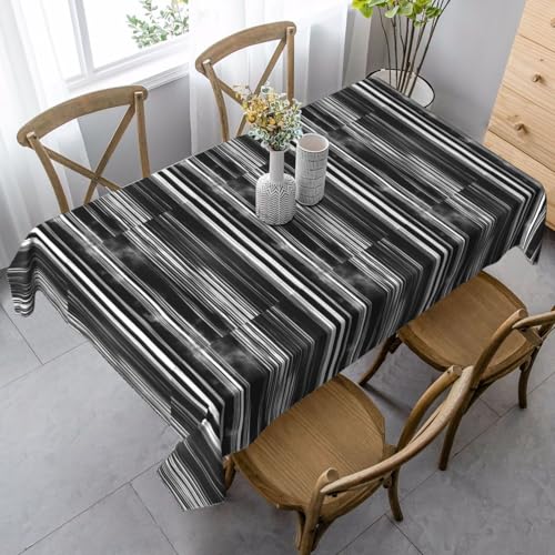 YBGHDAA Rechteckige Tischdecke mit schwarzem und weißem Streifendruck. Pflegeleichte Stofftischdecke für Frühlingsfeiern YBGHDAA Rechteckige Tischdecke mit schwarzem und weißem Streifendruck. Pflegeleichte Stofftischdecke für Frühlingsfeiern von YBGHDAA