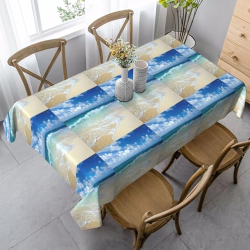 YBGHDAA Serene Rechteckige Tischdecke mit Küstenaufdruck, 89 x 140 cm, pflegeleichte Stoff-Tischdecke für Frühlingsfeiern YBGHDAA Serene Rechteckige Tischdecke mit Küstenaufdruck, 89 x 140 cm, pflegeleichte Stoff-Tischdecke für Frühlingsfeiern von YBGHDAA