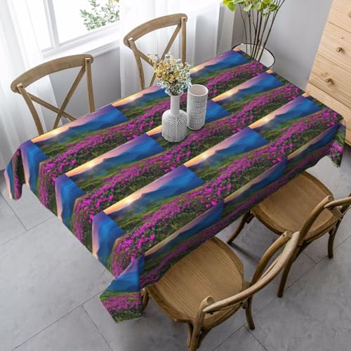 YBGHDAA Tischdecke, rechteckig, Motiv: Natur, Violett, Blumen, Wiese, Berge, malerischer Druck, 89 x 140 cm, pflegeleichte Stoff-Tischdecke für Frühlingsfeiern YBGHDAA Tischdecke, rechteckig, Motiv: Natur, Violett, Blumen, Wiese, Berge, malerischer Druck, 89 x 140 cm, pflegeleichte Stoff-Tischdecke für Frühlingsfeiern von YBGHDAA