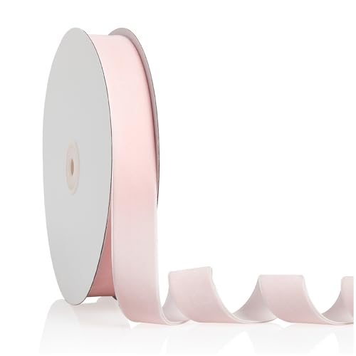 Babyrosa Samtband, 2,5 cm x 20 Yards, Weihnachtsband, perfekt für Weihnachtsbaum, Kranz, Blumenstrauß, Dekoration, handgefertigte Bastelarbeiten, Ornamente, Geschenkverpackungen und von YBLANDEG