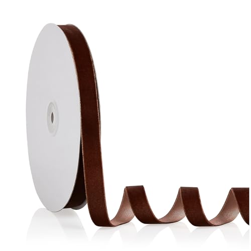 Braunes Samtband, 1,6 cm x 20 m, Weihnachtsband, perfekt für Weihnachtsbaum, Kranz, Blumenstrauß, Dekoration, handgefertigte Ornamente, Geschenkverpackungen und Schleifenherstellung Braunes Samtband, 1,6 cm x 20 m, Weihnachtsband, perfekt für Weihnachtsbaum, Kranz, Blumenstrauß, Dekoration, handgefertigte Ornamente, Geschenkverpackungen und Schleifenherstellung von YBLANDEG