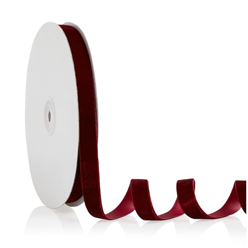 Burgunderrotes Samtband, 1,6 cm x 20 m, Weihnachtsband, perfekt für Weihnachtsbaum, Kranz, Blumenstrauß, Dekoration, handgefertigte Ornamente, Geschenkverpackungen und Schleifenherstellung Burgunderrotes Samtband, 1,6 cm x 20 m, Weihnachtsband, perfekt für Weihnachtsbaum, Kranz, Blumenstrauß, Dekoration, handgefertigte Ornamente, Geschenkverpackungen und Schleifenherstellung von YBLANDEG