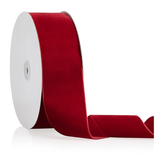 Rotes Samtband, 5,1 cm x 20 m, Weihnachtsband, perfekt für Weihnachtsbaumkranz, Blumenstrauß, Dekoration, handgefertigte Ornamente, Geschenkverpackungen und Schleifenherstellung Rotes Samtband, 5,1 cm x 20 m, Weihnachtsband, perfekt für Weihnachtsbaumkranz, Blumenstrauß, Dekoration, handgefertigte Ornamente, Geschenkverpackungen und Schleifenherstellung von YBLANDEG