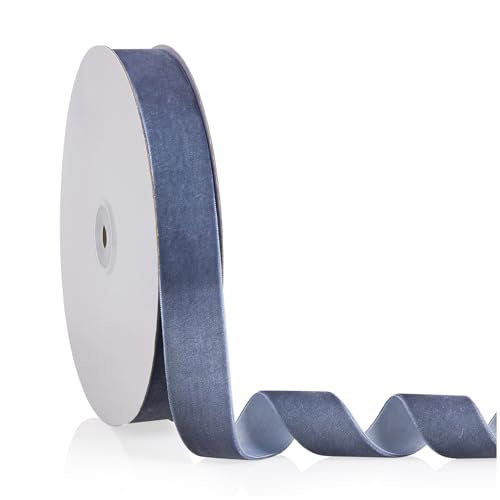 Samtband, staubiges Blau, 2,5 cm x 20 m, Weihnachtsband, perfekt für Weihnachtsbaumkranz, Blumenstrauß, Dekoration, handgefertigte Bastelarbeiten, Ornamente, Geschenkverpackungen und Samtband, staubiges Blau, 2,5 cm x 20 m, Weihnachtsband, perfekt für Weihnachtsbaumkranz, Blumenstrauß, Dekoration, handgefertigte Bastelarbeiten, Ornamente, Geschenkverpackungen und von YBLANDEG