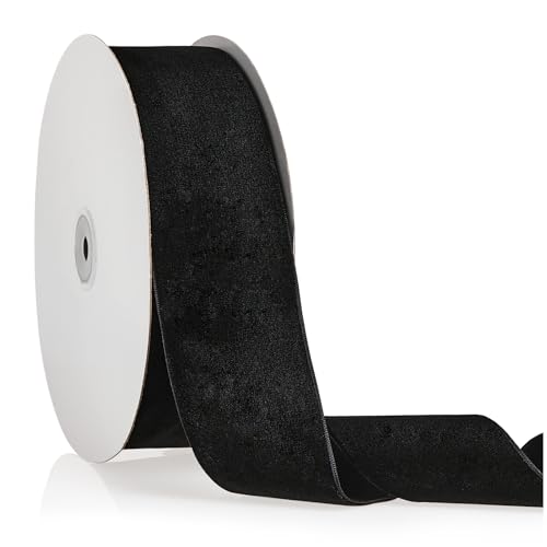Schwarzes Samtband, 5,1 cm x 20 m, Weihnachtsband, perfekt für Weihnachtsbaumkranz, Blumenstrauß, Dekoration, handgefertigte Ornamente, Geschenkverpackungen und Schleifenherstellung Schwarzes Samtband, 5,1 cm x 20 m, Weihnachtsband, perfekt für Weihnachtsbaumkranz, Blumenstrauß, Dekoration, handgefertigte Ornamente, Geschenkverpackungen und Schleifenherstellung von YBLANDEG