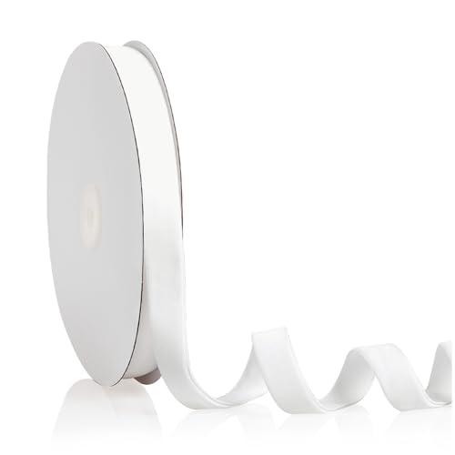 Weißes Samtband, 1,6 cm x 20 m, Weihnachtsband, perfekt für Weihnachtsbaum, Kranz, Blumenstrauß, Dekoration, handgefertigte Ornamente, Geschenkverpackungen und Schleifenherstellung Weißes Samtband, 1,6 cm x 20 m, Weihnachtsband, perfekt für Weihnachtsbaum, Kranz, Blumenstrauß, Dekoration, handgefertigte Ornamente, Geschenkverpackungen und Schleifenherstellung von YBLANDEG