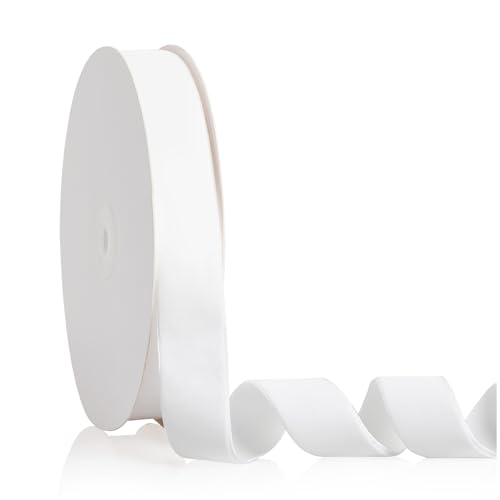 Weißes Samtband, 2,5 cm x 20 Yards, Weihnachtsband, perfekt für Weihnachtsbaumkranz, Blumenstrauß, Dekoration, handgefertigte Bastelarbeiten, Ornamente, Geschenkverpackungen und Schleifenherstellung Weißes Samtband, 2,5 cm x 20 Yards, Weihnachtsband, perfekt für Weihnachtsbaumkranz, Blumenstrauß, Dekoration, handgefertigte Bastelarbeiten, Ornamente, Geschenkverpackungen und Schleifenherstellung von YBLANDEG