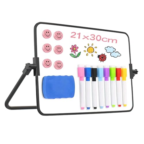 Trocken abwischbares Whiteboard mit Ständer, A4 Mini magnetische Desktop-Tafel, 20 x 30 cm, doppelseitige Whiteboard-Staffelei zum Zeichnen in der Schule und zu Hause Trocken abwischbares Whiteboard mit Ständer, A4 Mini magnetische Desktop-Tafel, 20 x 30 cm, doppelseitige Whiteboard-Staffelei zum Zeichnen in der Schule und zu Hause von YBLUE