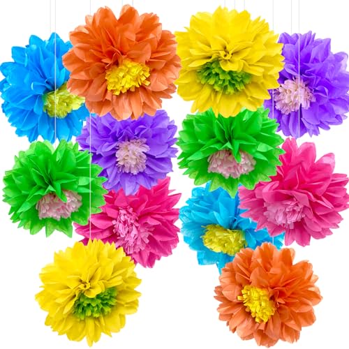 YBwanli karneval fasching deko,pompons deko papierblumen bunt seidenpapier,gartenparty deko outdoor sommer,hawaii party deko,bunt babyparty deko,Wo Eleganz auf Farbe trifft von YBwanli
