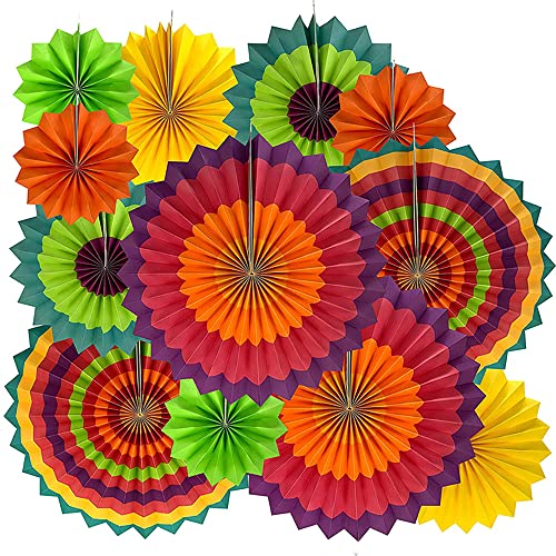 YBwanli12 pcs papierfächer,mexiko deko,deko gartenparty,Karneval deko,deko papier,pompoms deko,papier rosetten pastell,papierfächer Deko, Hawaiianische Dekoration,pompom girlande,wedding decoration von YBwanli