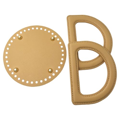 YCCOOGH 3-teiliges Set DIY handgemachte Tasche Zubehör, D-förmige Griffe und Bodenstücke, Bastelset für Tasche Geldbörse Handwerk Herstellung (Khaki) J149 von YCCOOGH