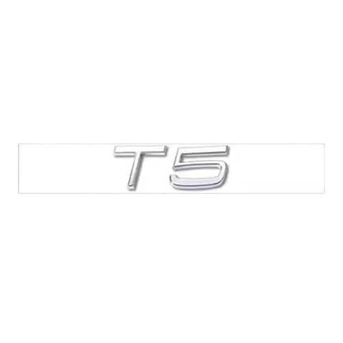 YCDSSM Auto Embleme für Volvo XC60 2008-2017, Buchstaben Logo Abzeichen Aufkleber Sticker für Motorhaube Front Karosserie Kofferraum Heckklappen Tuning Styling Zubehör,T5-Silver von YCDSSM
