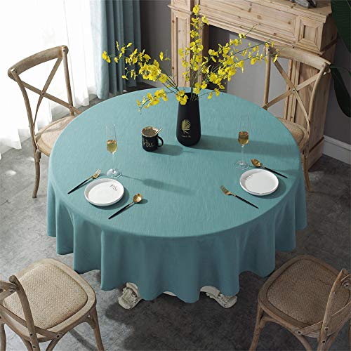 YCDZ Einfache Runde Tischdecke, Faltenfreie Baumwolle, Leinen, Umweltfreundlich, Maschinenwaschbar, Kann Für Die Dekoration Von Küchentischen Verwendet Werden (Blau,150cm im Durchmesser) von YCDZ