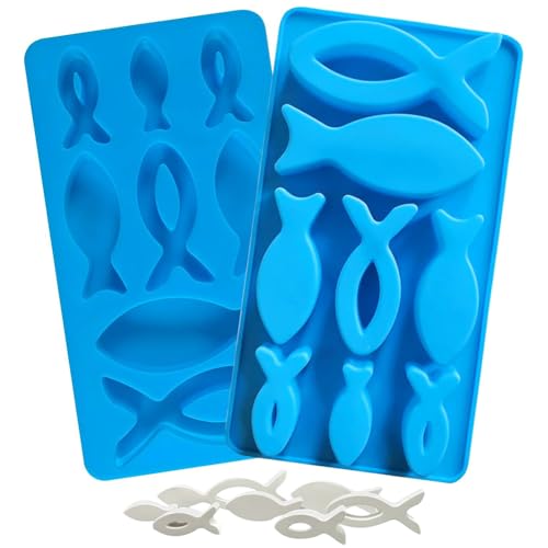 YCFAIIKG 2 Pcs 8 Gitter Silikonform Fisch, Multifunktionale Fish Silicone Casting Mould, Epoxidharz Fischschimmel, DIY Fisch Geformte Silikon Form, Verwendet Für Desserts, Seife, Gipsformen von YCFAIIKG