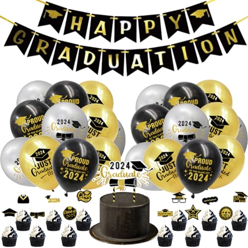 29 Stück Abschluss Deko 2024 Jahr Graduation Decorations, 2024 Abschlussfeier Luftballons,Happy Graduation Thema Party Banner Hintergrund Tortendeko Partyzubehör for College High School Grad Supplies 29 Stück Abschluss Deko 2024 Jahr Graduation Decorations, 2024 Abschlussfeier Luftballons,Happy Graduation Thema Party Banner Hintergrund Tortendeko Partyzubehör for College High School Grad Supplies von YCFAIIKG