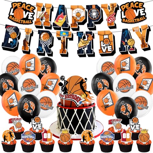32pcs Basketball Geburtstag Deko, Basketball Luftballons, Basketball Geburtstag Banner, Tortendeko, Kuchen Toper, Basketball Party Dekoration für Kinder Jungen und Fans 32pcs Basketball Geburtstag Deko, Basketball Luftballons, Basketball Geburtstag Banner, Tortendeko, Kuchen Toper, Basketball Party Dekoration für Kinder Jungen und Fans von YCFAIIKG