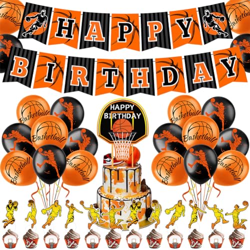 YCFAIIKG 34-teilige Basketball Geburtstag Dekoration, Orange, Ballon, Banner, Kuchen Topper, Party Deko für Jungen und Fans YCFAIIKG 34-teilige Basketball Geburtstag Dekoration, Orange, Ballon, Banner, Kuchen Topper, Party Deko für Jungen und Fans von YCFAIIKG