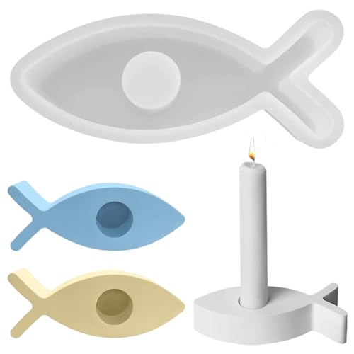 Silikonform Kerzenhalter Fisch, Epoxidformen, Wiederverwendbare Gießformen, Neue Ideen für DIY Home Decor (A) von YCFAIIKG