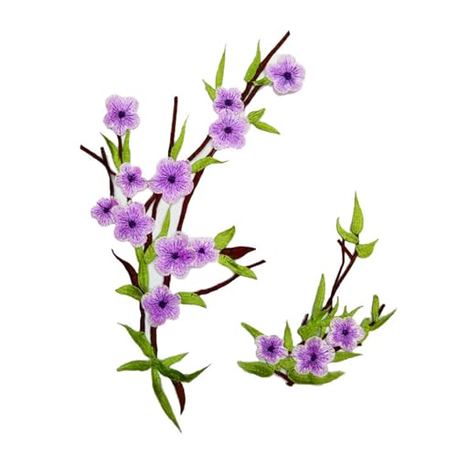 2 x bestickte Blumen-Applikation zum Aufnähen auf Kleidung, Reparatur, Jeans, Jacken, Röcke, Hochzeitskleider, Dekoration von YCHUCH